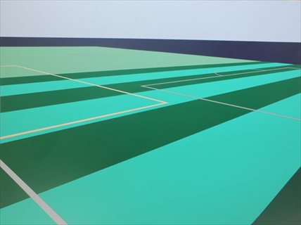<i>Level playing field</I> [2016] laminex on ply 60 x 80cm