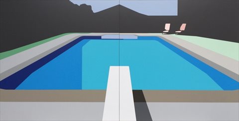 <i>Pool</I> [2016] laminex on ply 60 x 120 cm [diptych]