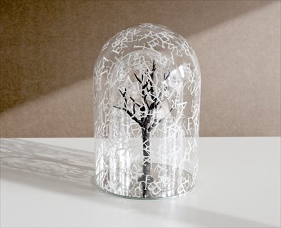 Baum 2012 glass, ink, leather, mirror + wire 30.5x20x20cm
