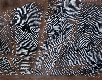 Fascia Elevation [2010] engraving + mixed media on plywood 970 x 121.5 cm