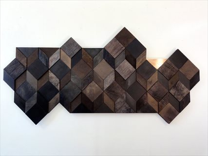 LYNDAL HARGRAVE <i>Caja Negra</i> [2013] masonite, ply, stain, copper + recycled hardwood 110 x 216 x 6cm