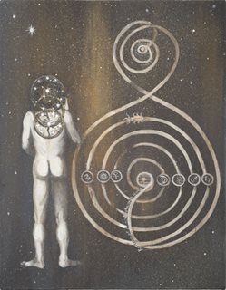 GABRIELLE COURTENAY <I>Metaphysical Journey 1</i> [2013] acrylic + vinyl on canvas 36 x 28 cm