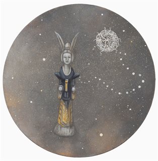 GABRIELLE COURTENAY <I>The Flowering Series [1]</i> [2013] acrylic + vinyl on canvas 30cm [diam]