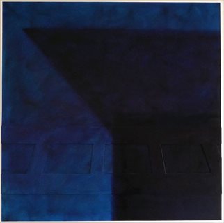 SIMON LLOYD<i>Blue Overlay #1</i> [2015] oil on ply and canvas 112 x 112cm