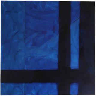 SIMON LLOYD<i>Blue Overlay #2</i> [2015] oil on ply and canvas 112 x 112cm