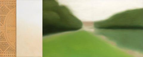 ANNE PINCUS <i>Palace Gardens 1</i> [2011] oil on canvas 110 x 270cm [triptych]