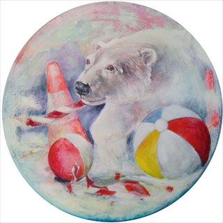 JANITA RYAN <i>Beach Blizzard</i> [2013] acrylic and oil on canvas 40cm diameter